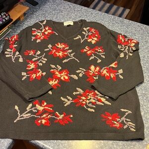 Rena Rowan for Saville Gray Floral Sweater -3X